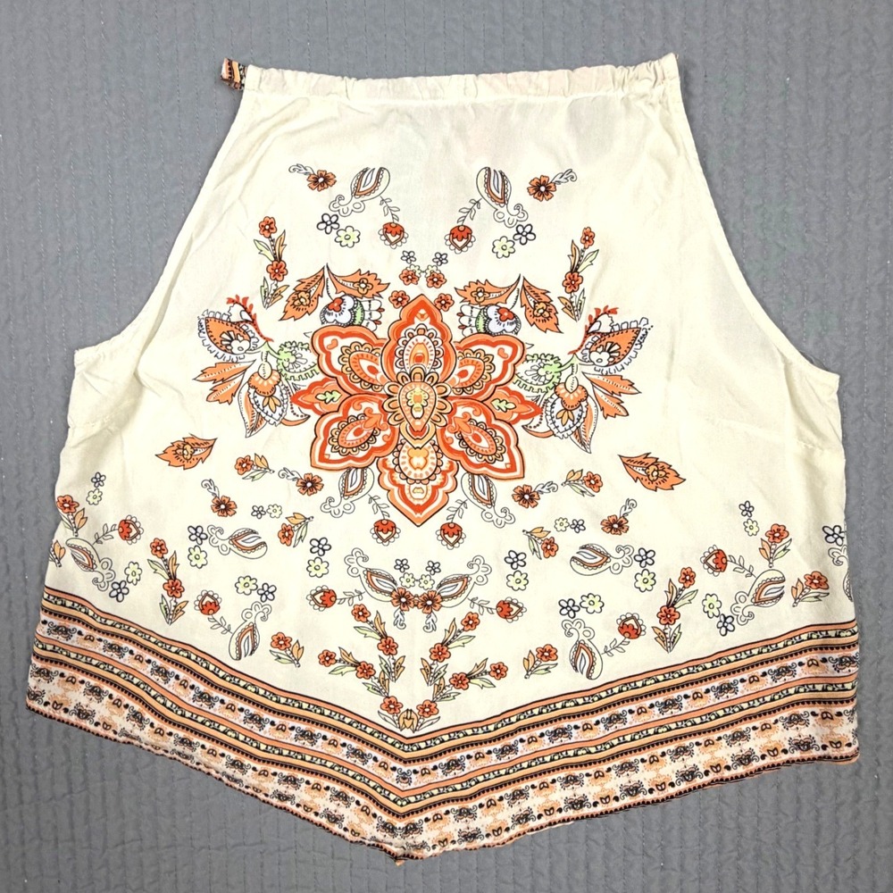 Almost Famous Womens XL Halter Neck Paisley Floral Handkerchief Hem Tank Top